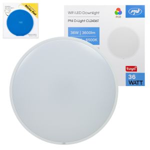 PNI D-Light CL2436T Wi-Fi LED ceiling light package, RGBW, 36W, dimmable with sticky Pad Flag included