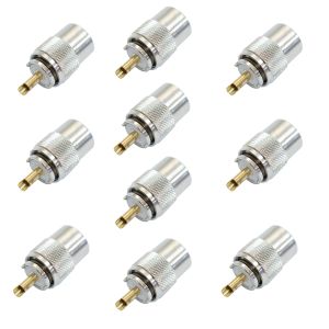 Set of 10 PNI PL259 plugs for RG213 cable, gold central pin 9 mm