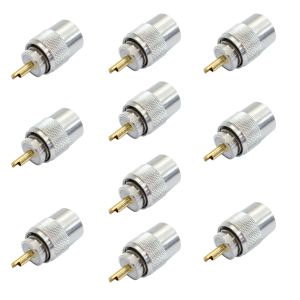 Set of 10 PNI PL259 plugs for RG58 cable, gold central pin 9 mm