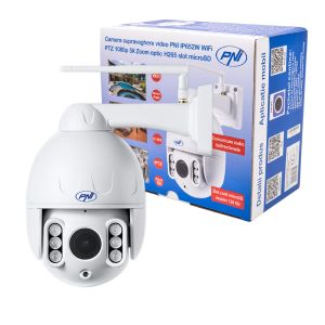 Video Surveillance Camera PNI IP652W WiFi PTZ 1080p 2MP 5X Optical Zoom H265 microSD slot Night Vision 50m IP66 Alarm det