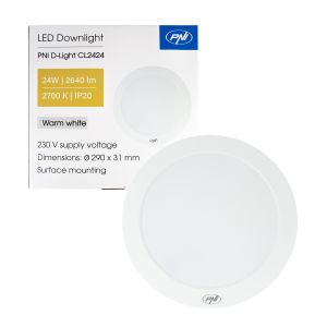 PNI D-Light CL2424 24W LED ceiling light, round, 2700K, 230V power supply, 2640 lm, warm white, diameter 29 cm
