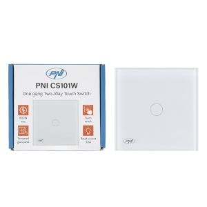 Simple ladder switch and cross switch with touch PNI CS101W made of glass, white with LED indicator, 800W