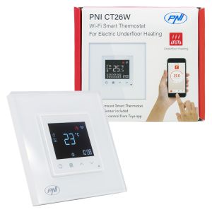 PNI CT26W WiFi Smart Thermostat Electric Underfloor Heating or Pumping Unit, Floor Sensor Included, 10A, m
