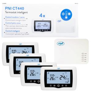 PNI CT440 wireless smart thermostat, with WiFi, 4 zone control via Internet, for heating systems, pumps, electric heaters