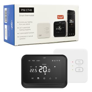Smart thermostat PNI CT45 wireless, with WiFi, Internet control, for heating plants, TuyaSmart APP