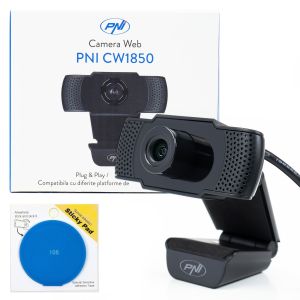 Web Camera Package PNI CW1850 Full HD 1080P 2MP, USB, clip-on and sticky Pad Blue included