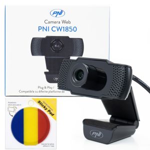 PNI CW1850 Full HD 1080P 2MP Webcam Package, USB, clip-on and sticky Flag Pad included