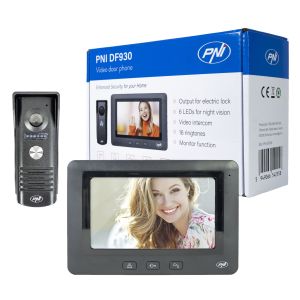 PNI DF930 video intercom with 1 monitor, 7 inch LCD screen, 800x480, electromagnetic yala output, black