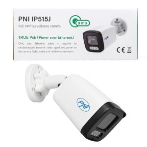 PNI IP515J POE Video Surveillance Camera, Bullet 5MP, 2.8mm, Outdoor, Two-Way Audio, White