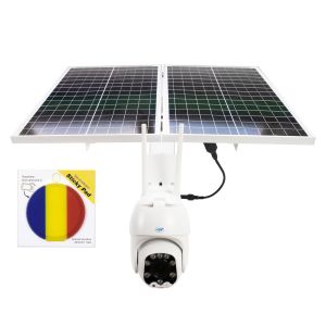 PNI IP60 live PTZ video surveillance camera package with solar panel, 2MP, GSM 4G and Sticky Pad Flag