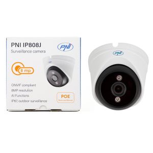 Video surveillance camera PNI IP808J, POE, 8MP, black light, 2.8mm lens, for outdoor use, white
