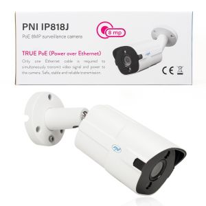 Video surveillance camera PNI IP818J, POE, bullet 8MP, black light, 2.8mm lens, for outdoor use, white