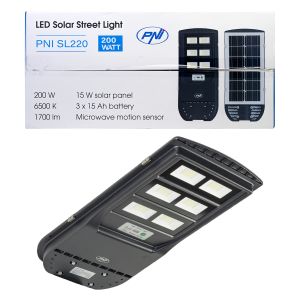 PNI SL220 13W street lighting lamp SL220 13W, with built-in solar panel 15W, 6500K, 1700lm, 3 x built-in 15Ah battery, s