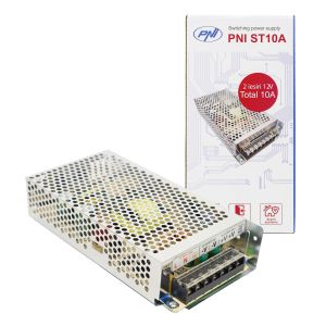Stabilized switching voltage source PNI ST10A 230V to 12V 10A stabilized for surveillance systems