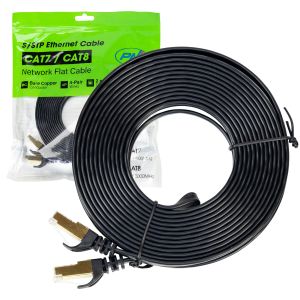 Flat network cable CAT7 black