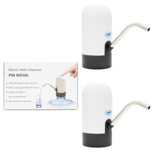 Pack 2bc Electric Water Bottle Pump PNI WD100 USB-C Charging, 800mAh Battery, 4W Power