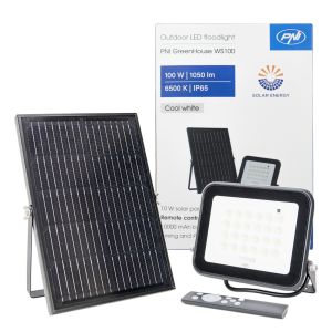 PNI GreenHouse WS100 100W LED Spotlight with Solar Panel, 10000mAh Battery, Remote Control, Adjustable Timing and Brightness