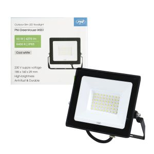 PNI GreenHouse WS51 50W Slim LED Floodlight, 6400K, 5000lm, 184.5*29*160mm