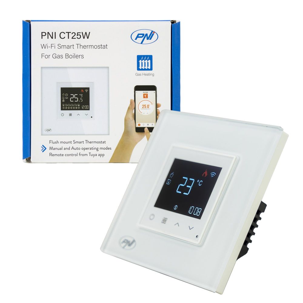 Smart thermostat PNI CT25W WiFi for gas heating plant, recessed