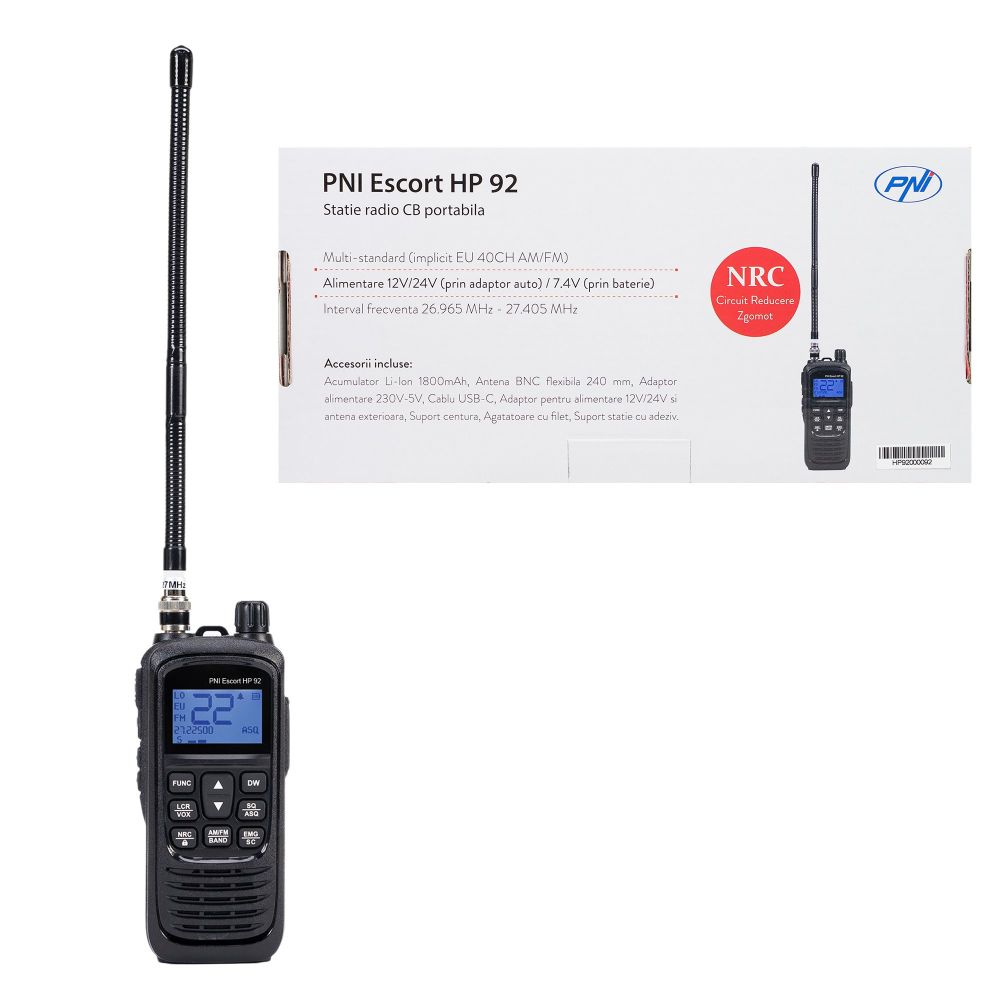 Station CB PNI Escort HP 2020 – Canal Unique 27,225 MHz FM, Silencieux, 4W – Pour Roumanie