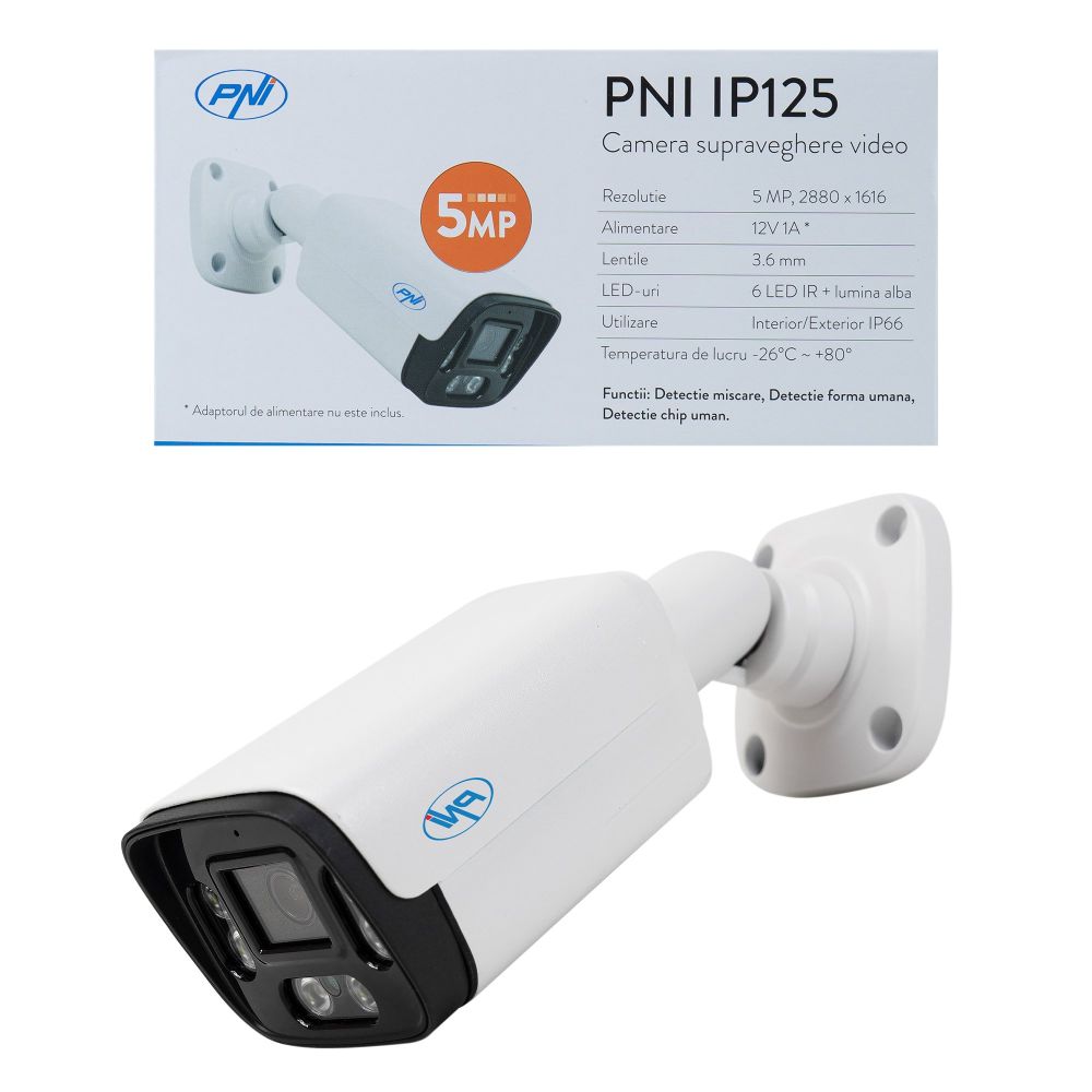 PNI IP125 video surveillance camera with IP, 5MP, ONVIF