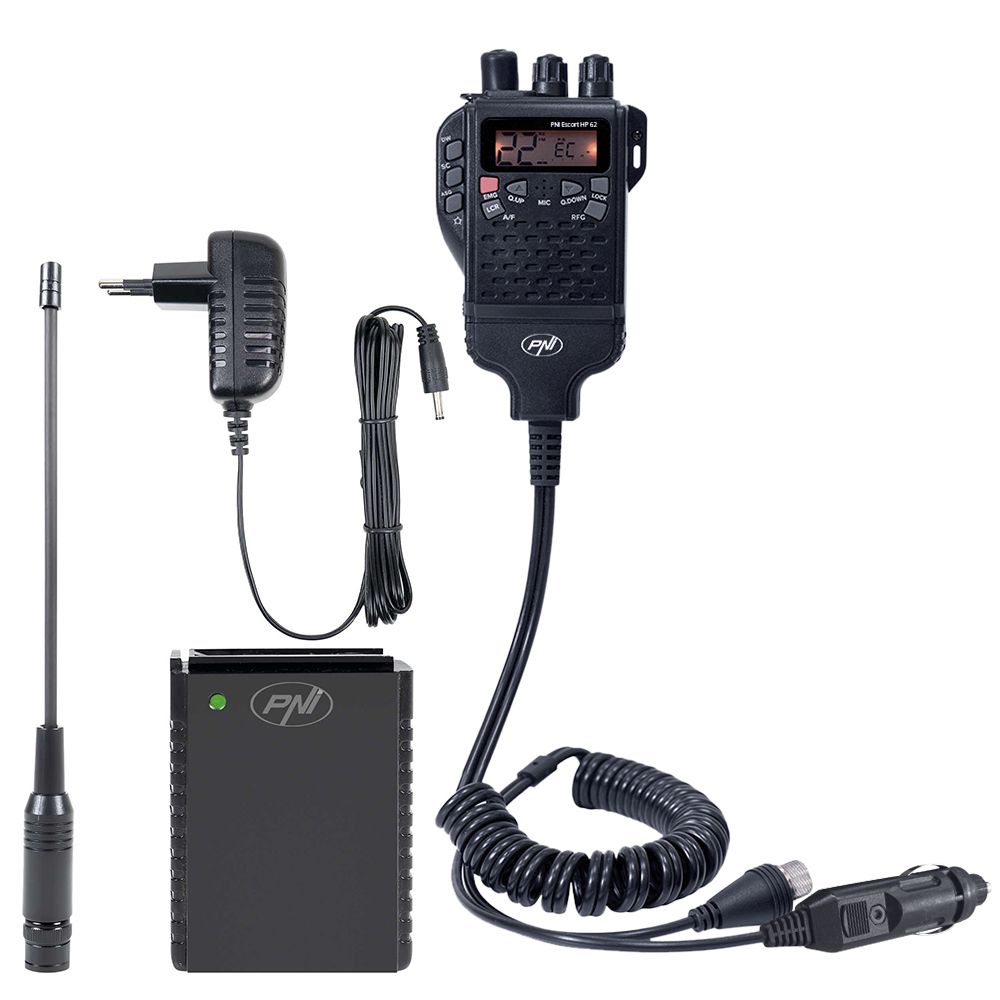 CB PNI -eskorttiradiopaketti HP 8000L ASQ + CB PNI S75 -antenni kaapelilla ja kiinteällä kiinnityksellä