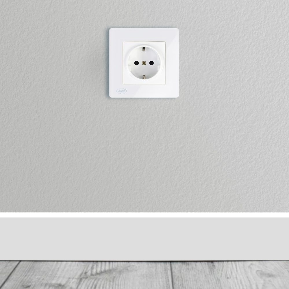 PNI RM101W Simple Glass Frame Socket Cover – White, Replacement For WP101W Recessed Outlet