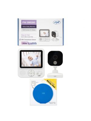 Video Package Baby Monitor PNI BM280 Screen 2.8 Inch Wireless 2.4GHz with Sticky Pad Blue Included