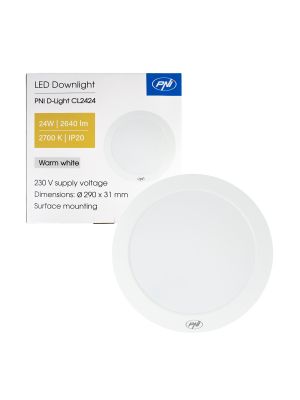 PNI D-Light CL2424 24W LED ceiling light, round, 2700K, 230V power supply, 2640 lm, warm white, diameter 29 cm