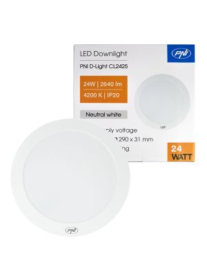 LED ceiling light PNI D-Light CL2425 24W, round, 4200K, 230V power supply, 2640 lm, neutral white, diameter 29 cm