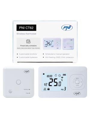 Wireless thermostat PNI CT62 for heating systems, illuminated display, daily programs