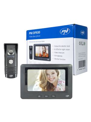 PNI DF930 video intercom with 1 monitor, 7 inch LCD screen, 800x480, electromagnetic yala output, black