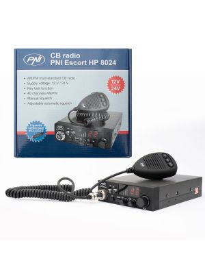 CB PNI radio station HP 8024 Escort with adjustable ASQ and 12V-24V power supply