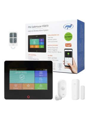 PNI SafeHouse HS670 WiFi GSM 4G wireless alarm system, color touch screen, 99 wireless zones, supports 5 phone numbers