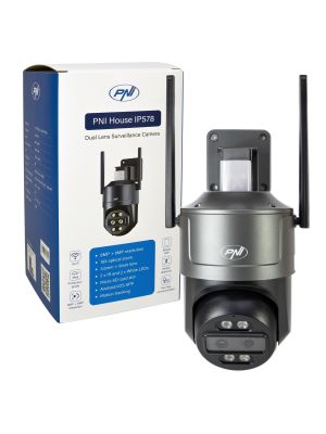 PNI House IP578 video surveillance camera with Wi-Fi, PTZ, dual lens 8MP + 8MP, 10X optical zoom