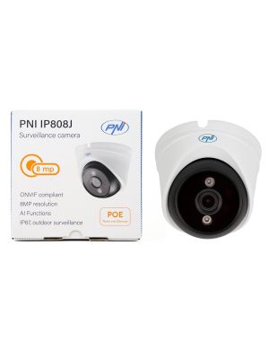 Video surveillance camera PNI IP808J, POE, 8MP, black light, 2.8mm lens, for outdoor use, white