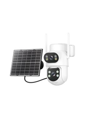 IP974S GSM 4G AOV video surveillance camera, PTZ, dual lens 2MP + 2MP, 8W solar panel, 7800mAh block battery