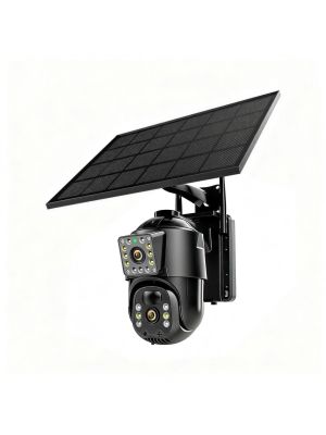 IP976S GSM 4G AOV video surveillance camera, PTZ, dual lens 3MP + 3MP, 6.5W solar panel, 8000mAh block battery, Ca app