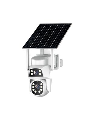 IP986S GSM 4G AOV video surveillance camera, PTZ, dual lens 3MP + 3MP, 8W solar panel, 10400mAh battery, CamHi app