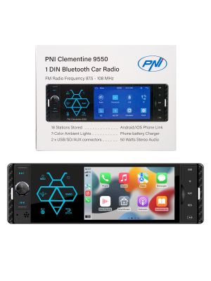 Car MP5 player PNI Clementine 9550 1DIN display 4 inch 50Wx4, Bluetooth, FM radio, Carplay, RDS function