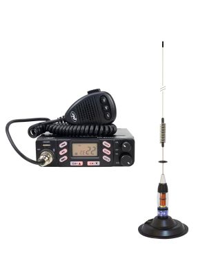 CB radio station package PNI Escort HP 6800 ASQ, 12/24 V with CB antenna PNI ML70 with magnet