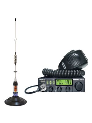 Kit Radio CB President MARTIN ASC + CB Antenna PNI ML70, length 70cm, 26-30MHz, 200W