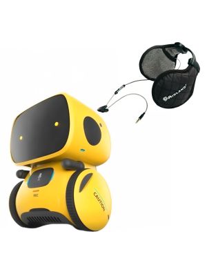 PNI Robo One Interactive Intelligent Robot Package, voice control, touch buttons, yellow + Midland Subzero Headphones