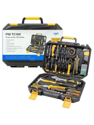 PNI TC100 hand tool kit, 100 pieces, material Carbon Steel and Chrome Vanadium, plastic box