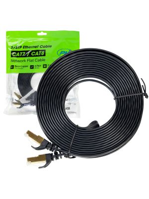 Flat network cable CAT7 black