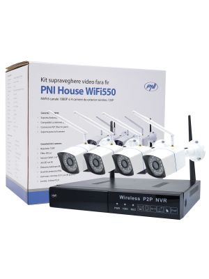 Video surveillance kit PNI House WiFi550 NVR and 4 wireless cameras, 1.0MP