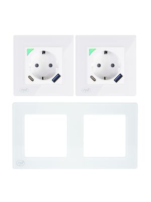 PNI SmartHome WP202 WiFi double smart socket kit with recessed mounting frame, internet control