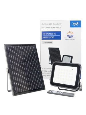 PNI GreenHouse WS100 100W LED Spotlight with Solar Panel, 10000mAh Battery, Remote Control, Adjustable Timing and Brightness