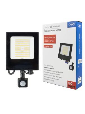PNI GreenHouse WS550 50W LED spotlight with motion sensor, sensitivity setting, lighting duration, 3000K - 6500K, function
