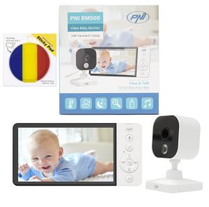 Video Package Baby Monitor PNI BM500 Screen 5 Inch Wireless 2.4GHz and Sticky Pad Flag